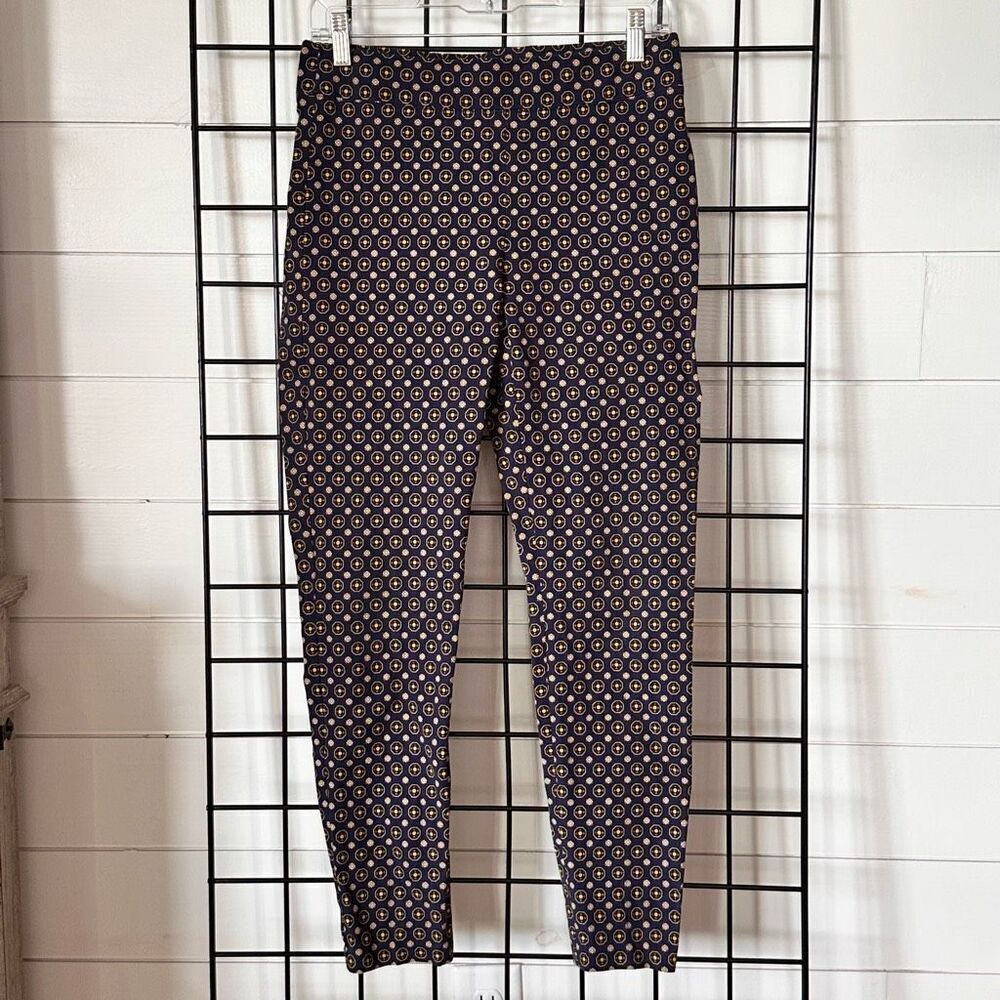 Talbots‎ Essex Ankle Skinny Pants Womens 2 Blue Yellow Geometric Stretch